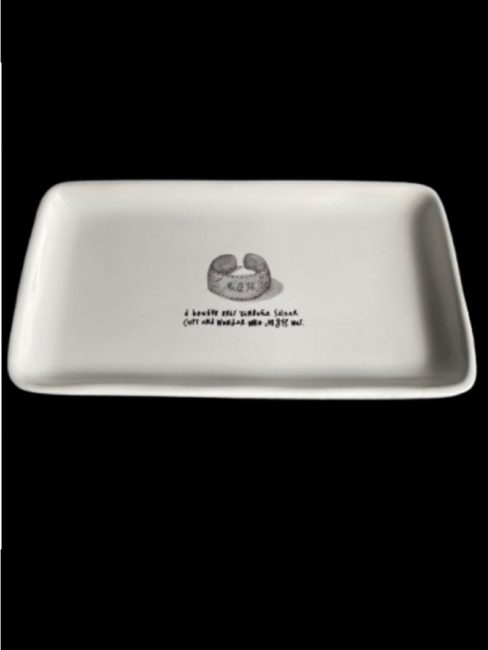 Rae Dunn Magenta French Sketch Vintage Silver Cuff Trinket Catch All Tray Dish